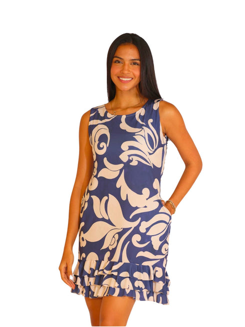 RUFFLE BOTTOM DRESS WITH SIDE SEAM POCKETS - D2099